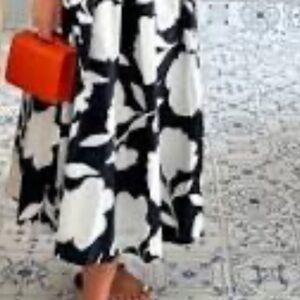 Kate Spade Black and White Floral A-Line Skirt